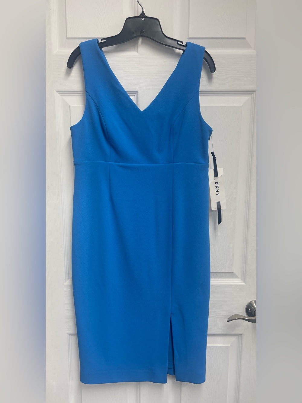 DKNY V-Neck Blue Sheath Dress sz 12
